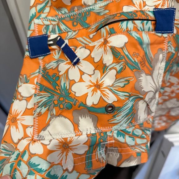 Lands' End Swim Trunks Men Large 36 38 Floral Hawaiian Tropical Bamboo Palm Leaf - Picture 7 of 12